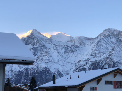 Bergpanorama Grächen bei Sonnenuntergang